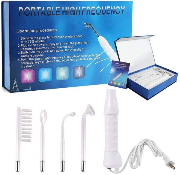 High Frequency Facial Machine, 4 in 1 Electrode Wand Portable Handheld High Frequency Beauty Device for Face Neck and Hair