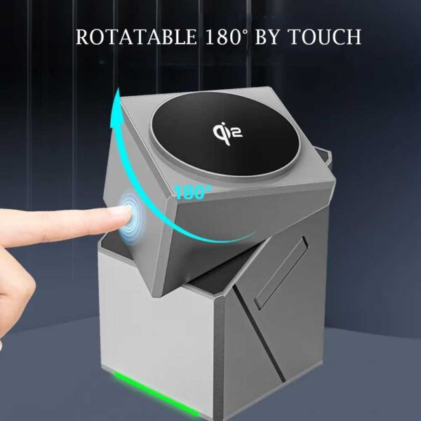 New Generation 3-in-1 Magnetic Pop-up Design Wireless Charger | High-tech Auto Rotation Charging Station | 15W Fast Charging Compatible with iPhone, Watch, and Earbuds - Image 3