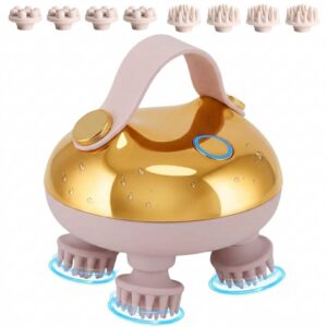 Smart Scalp Massager with 8 Interchangeable Heads, Waterproof Handheld Head Massager for Hair Growth, Stress Relief & Deep Cleaning, 3 Speed Modes, Rechargeable Spa Tool for Home & Travel