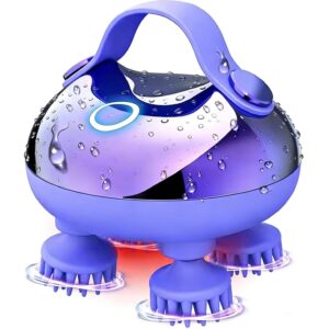 Smart Scalp Massager with 8 Interchangeable Heads, Waterproof Handheld Head Massager for Hair Growth, Stress Relief & Deep Cleaning, 3 Speed Modes, Rechargeable Spa Tool for Home & Travel<span> - </span>Purple