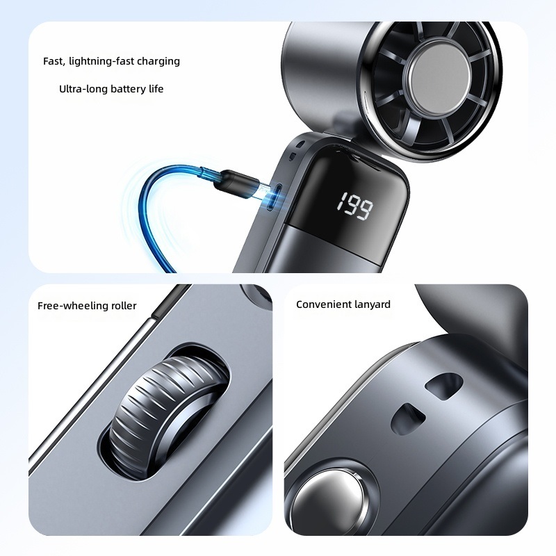 5-in-1 Ultimate Portable Turbo Fan, 199 Speeds, Foldable & Ultra-Silent with Free Lanyard - Image 6
