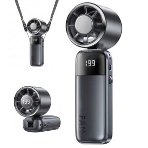 4-in-1 Ultimate Portable Turbo Fan with Cooling, 199 Speeds, Foldable & Ultra-Silent with Free Lanyard