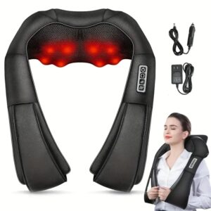 Shiatsu Neck and Back Massager with Heat, Kneading Shoulder Massage for Muscle Pain Relief, USB Powered Massage Shawl